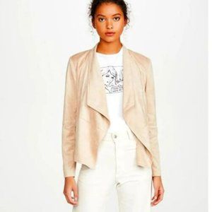 BB Dakota Tan Beige Faux Suede Drape Front Jacket